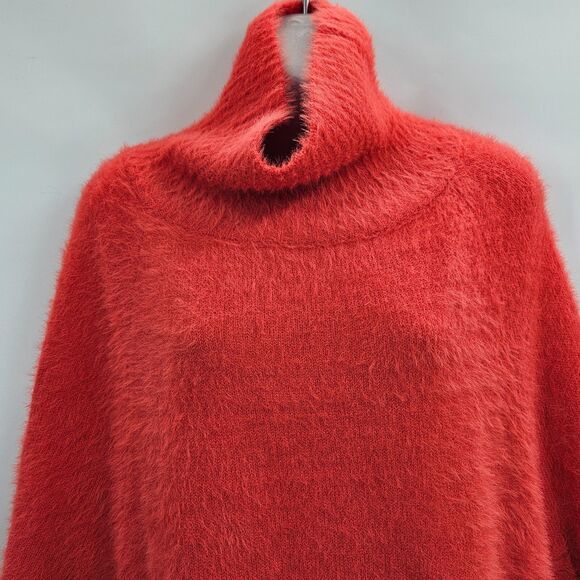 NWT Mersea Chalet Poncho Sweater Size Petite Orange Soft Fuzzy Cozy - Picture 5 of 10